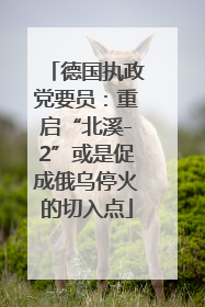 德国执政党要员：重启“北溪-2”或是促成俄乌停火的切入点